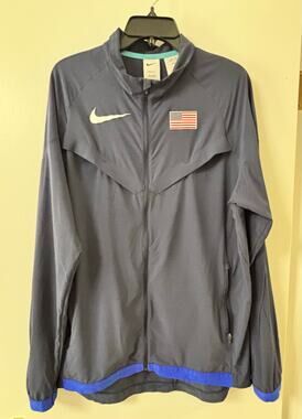 Nike Team USA Dri-FIT ADV Basketball Track Jacket Womens large Tall Blue Flag